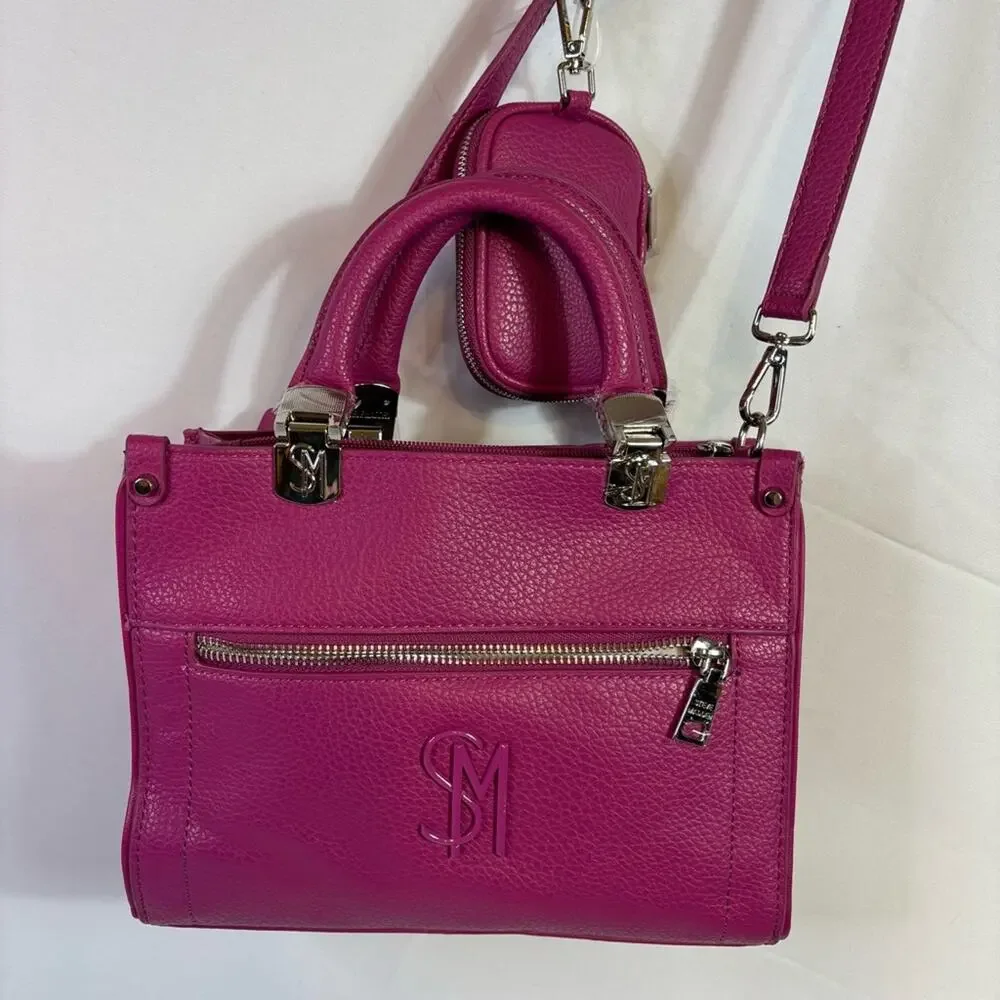 NWT Steve Madden Dark Fuschia Satchel Crossbody Purse with Coin Purse B10